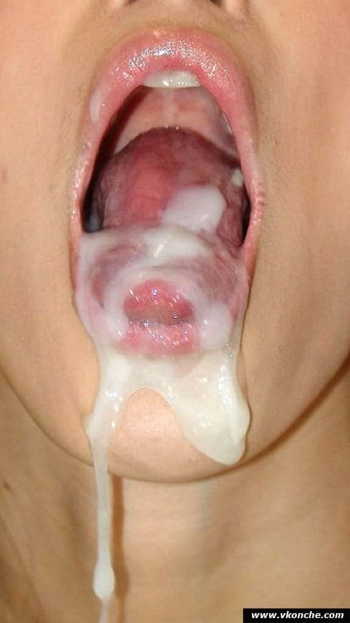 Сперма вытекает изо рта (61 фото)